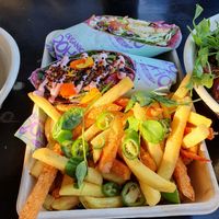 Wrap menu with fries at The Organic Boho in Copenhagen