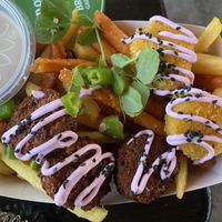 Snack box (falafel, fries and nuggets) at The Organic Boho in Copenhagen