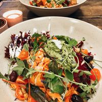 Raw salad! 
Switched nuts for olives and edemame beens for avocado. Just perfect! 
+ instead of choosing tempeh or falafel, I asked the staff to make my salad bigger and better.  at The Organic Boho in Copenhagen