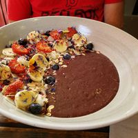 Awesome acai bowl lots of fresh fruit and  nuts at The Organic Boho in Copenhagen