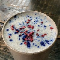 Blue spirulina latte at The Organic Boho in Copenhagen