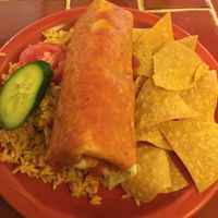 Veggie burrito with rice and chips at Ahora Mexican Cuisine in Ottawa
