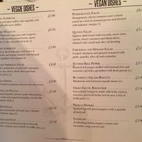 Menu at The Lighthouse in Oxford