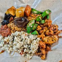 Bee hoon mee rice with dishes at Eastern Vegetarian Food 东方素食 in Central Singapore