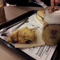 Chocolate scone and Cappuccino at PUR etc - Place des Halles in Strasbourg