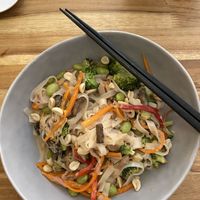 Amazing vegan veggie noodles at Pezetarian in Cartagena