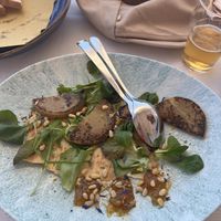 Vegan cheese with fig jam, delicious   at Perla Blu in La Maddalena