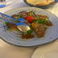 Veganer Käse mit Feigenmarmelade at Perla Blu in La Maddalena