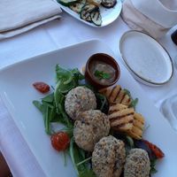 Lentil patties and grilled veggies at Perla Blu in La Maddalena