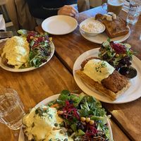 bene french toast n schnitzel  at Chickpea Restaurant in Vancouver