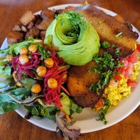 Tofu scramble with bacado at Chickpea Restaurant in Vancouver