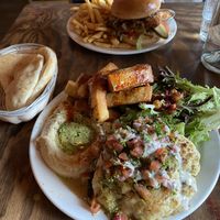 Platter with roasted cauliflower  at Chickpea Restaurant in Vancouver