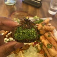Inside of falafel  at Chickpea Restaurant in Vancouver