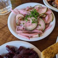Pickled cucumber tapas at Chickpea Restaurant in Vancouver