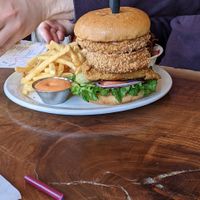 Chi*cken burger at Chickpea Restaurant in Vancouver