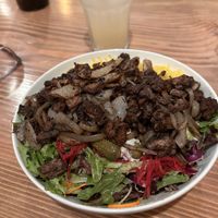 Vegan steak dish  at Chickpea Restaurant in Vancouver