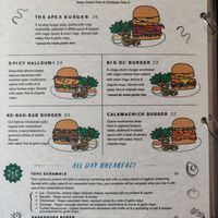 Menu at Chickpea Restaurant in Vancouver