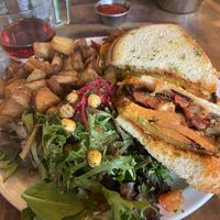 Chickpea melt on sourdoughh  at Chickpea Restaurant in Vancouver