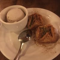 Baklava and ice cream at Chickpea Restaurant in Vancouver