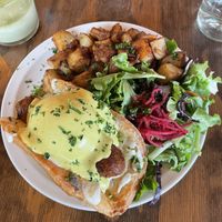 Malawach with Sausage   at Chickpea Restaurant in Vancouver