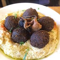 Hummus plate falafel at Chickpea Restaurant in Vancouver