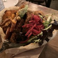 Schnitzelonim, pita style  at Chickpea Restaurant in Vancouver