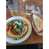 Shawarma with hummus platter at Chickpea Restaurant in Vancouver