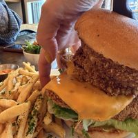 Big ‘ol burger  at Chickpea Restaurant in Vancouver
