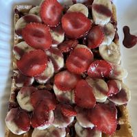 Sweet waffles to go 🧇🍓🍌😘  at Chickpea Restaurant in Vancouver