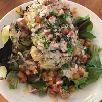 Cauliflower Life Salad bowl.   Delicious but a little spicy for me  at Chickpea Restaurant in Vancouver