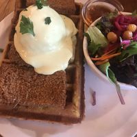 Chickun waffles at Chickpea Restaurant in Vancouver