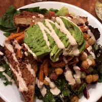 Shnitzelonim salad at Chickpea Restaurant in Vancouver