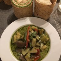 Green curry and sticky rice  at Thai Corner in Alicante