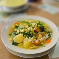 Sopa de verduras at Govinda in Chiclayo