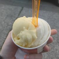 Pineapple and lemon sorbet at Walter Glacier in Hendaye