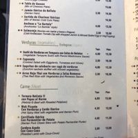 Menu at La Bartola in Sevilla
