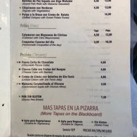 Menu  at La Bartola in Sevilla