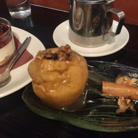 Baked apple dessert at La Bartola in Sevilla