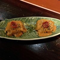 Saquitos de calabación con ragú de verduras  at La Bartola in Sevilla