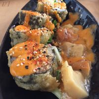 Vegan sushi with romesco sauce at La Bartola in Sevilla