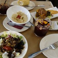 houmous (the only houmous we found in seville), aubergine, rice tapa - yum. at La Bartola in Sevilla
