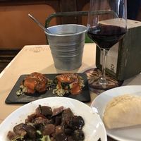 Zucchini wraps and caponata (the tomato sauce was super delicious) at La Bartola in Sevilla