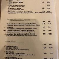 Menu at La Bartola in Sevilla