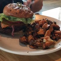 Double Vegan Cheeseburger with Sweet Potato Hash at True Food Kitchen in King Of Prussia
