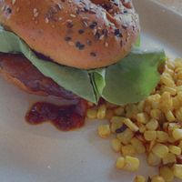 Portobello burger with corn at True Food Kitchen in King Of Prussia