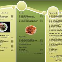 Menu  at Thai Container in Christchurch