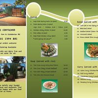 Menu  at Thai Container in Christchurch