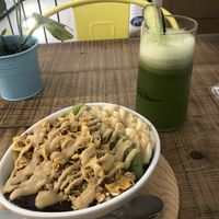 Açaí bowl with peanut butter  at Almalibre Acai Bar in Barcelona