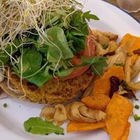 Vegan burger at Almalibre Acai Bar in Barcelona