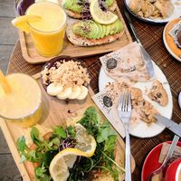 Breakfast day2 is a hummus toast menu at Almalibre Acai Bar in Barcelona